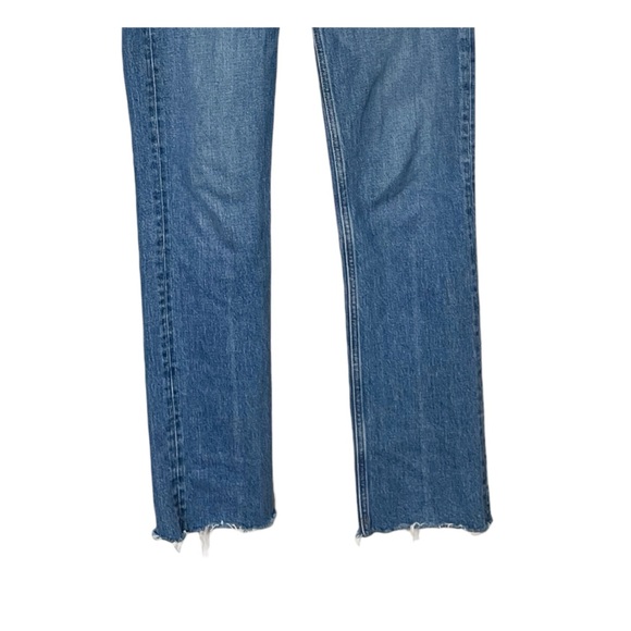 Abercrombie & Fitch 90s Straight Mid Rise Women’s 25 Long Blue Casual Raw Hem - Picture 4 of 12